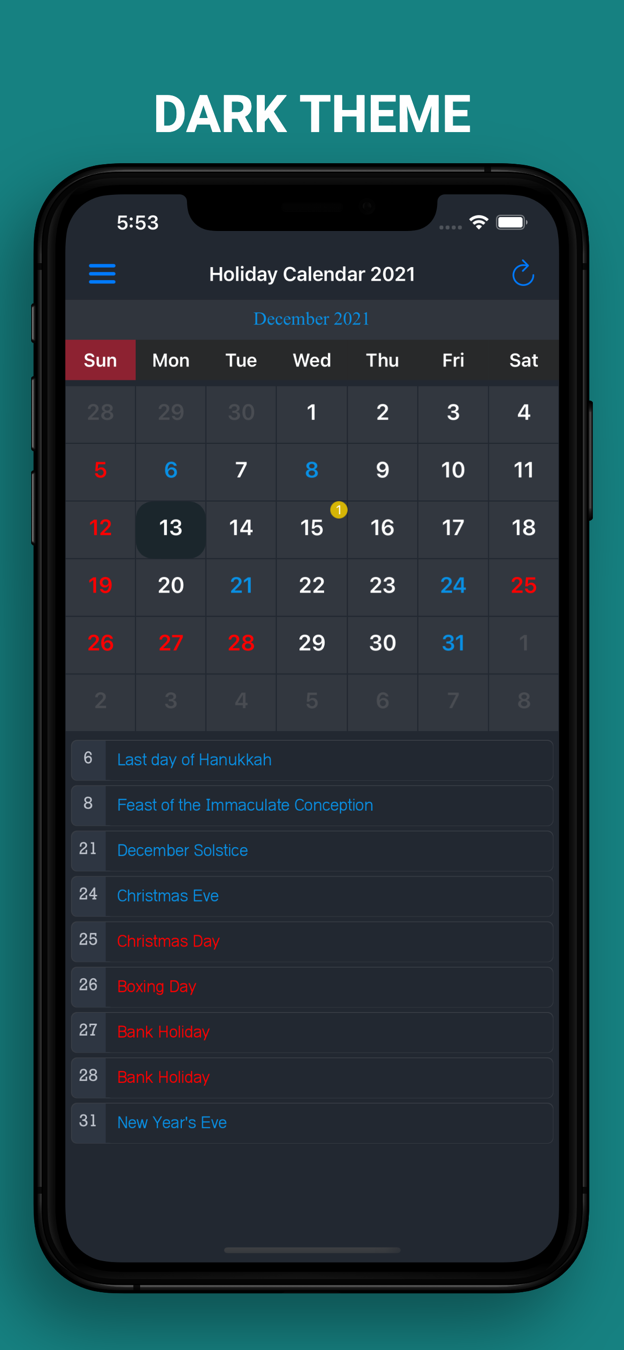 UK Holiday Calendar