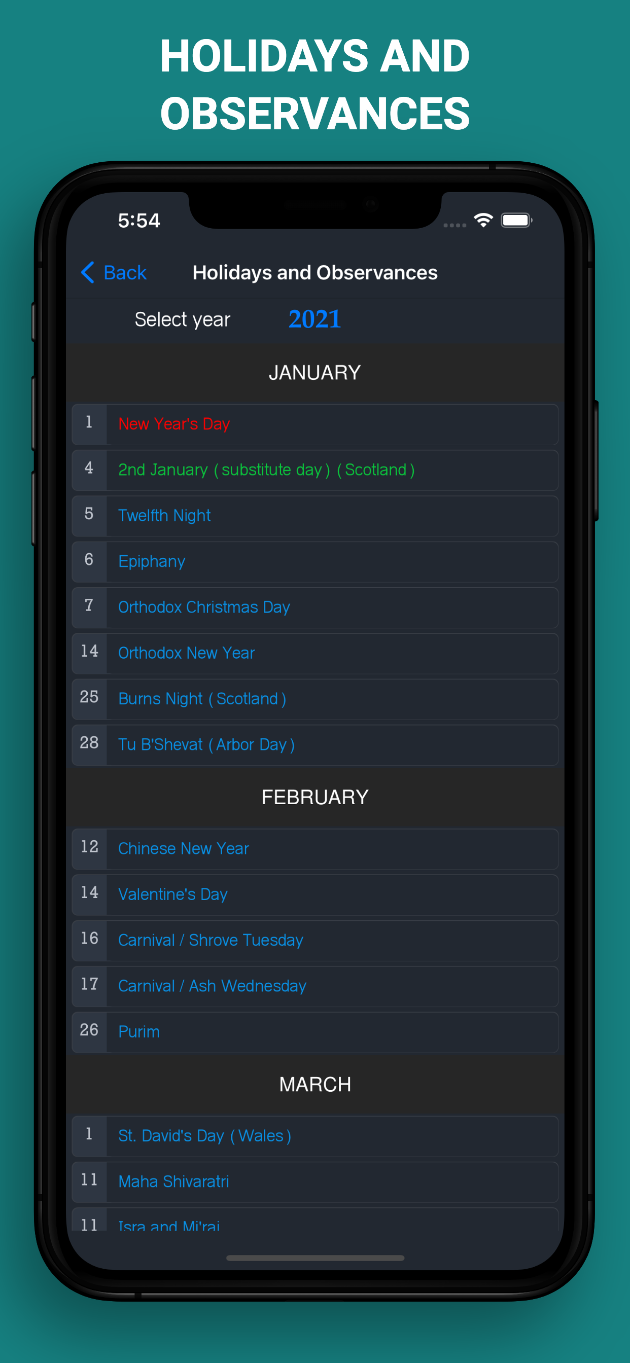 UK Holiday Calendar